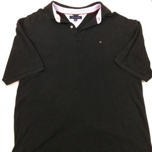 Tommy Hilfiger Mens XXL Black Polo Shirt Flag Logo